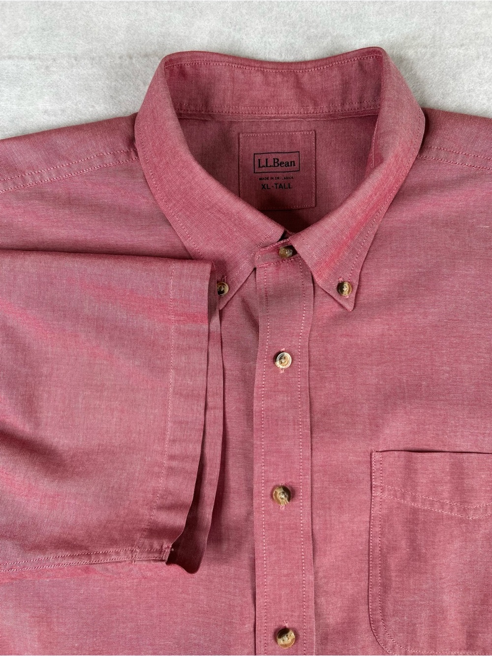 L.L. Bean Button Up Shirt Mens XLT Red Oxford Cotton Preppy Business Casual